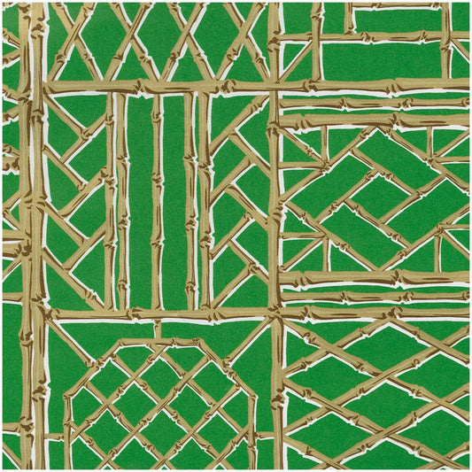 Caspari - Wrapping Paper - Bamboo Screen Green and Gold - Findlay Rowe Designs