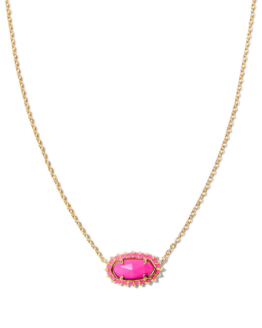 Kendra Scott - Elisa Color Burst Frame Short Pendant Necklace - Gold Neon Pink Magnesite - Findlay Rowe Designs
