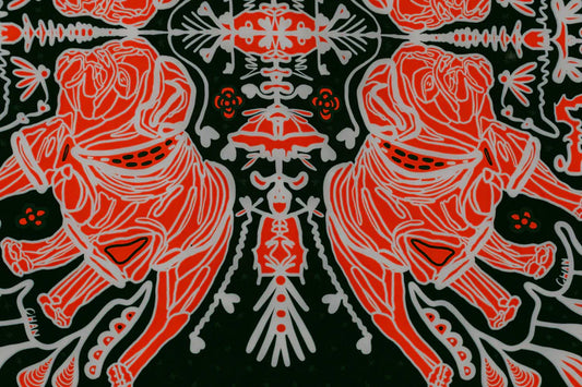 Chan Art - Black Chandana Bandana - Red Dog - Findlay Rowe Designs