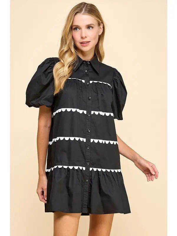 Dress - Repeating Scallop - Black