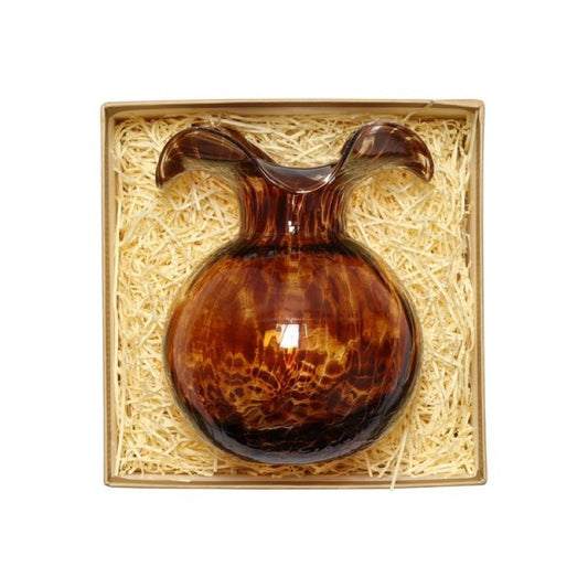 Vietri - Hibiscus Glass Brown Tortoiseshell Bud Vase - Findlay Rowe Designs