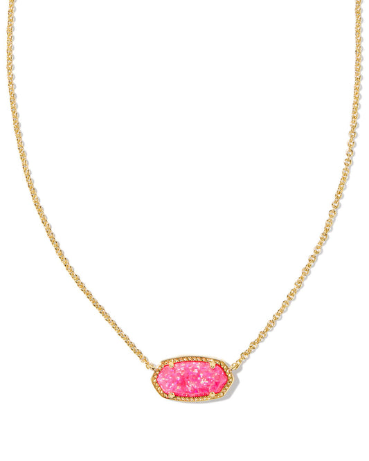 Kendra Scott - Elisa Gold Pendant Necklace - Bright Pink Kyocera Opal - Findlay Rowe Designs