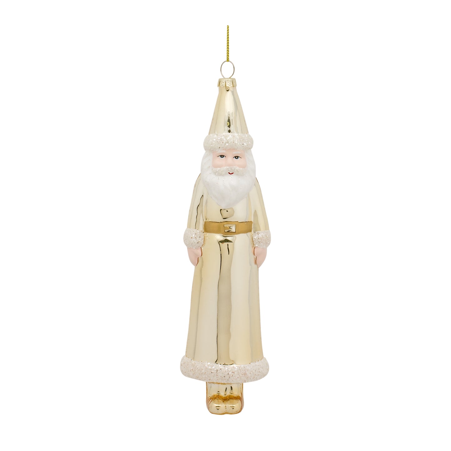 Ornament - Gold and White Glass Santa 8.75in H - Findlay Rowe Designs