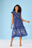 Mud Pie - Dress - Radford Embroidered Midi - Blue