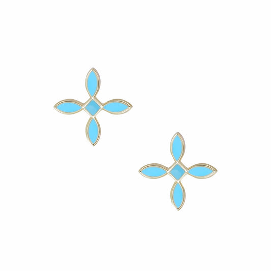 Natalie Wood - Enamel Cross Stud Earrings - Light Blue - Findlay Rowe Designs