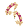 Jenna Chunky Enamel Studded Metal Hoop Earrings in Fuchsia - Findlay Rowe Designs