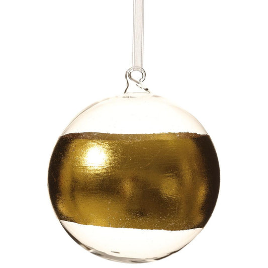 Ornament - 4.75in Glass Ball Ornament Clear Gold - Findlay Rowe Designs