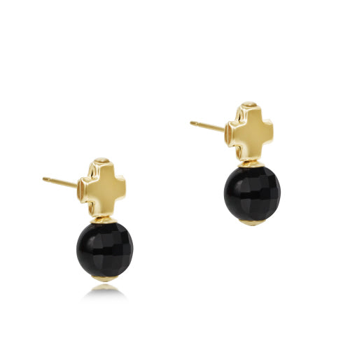 Enewton - Signature Cross Gold Stud - Faceted Onyx - Findlay Rowe Designs