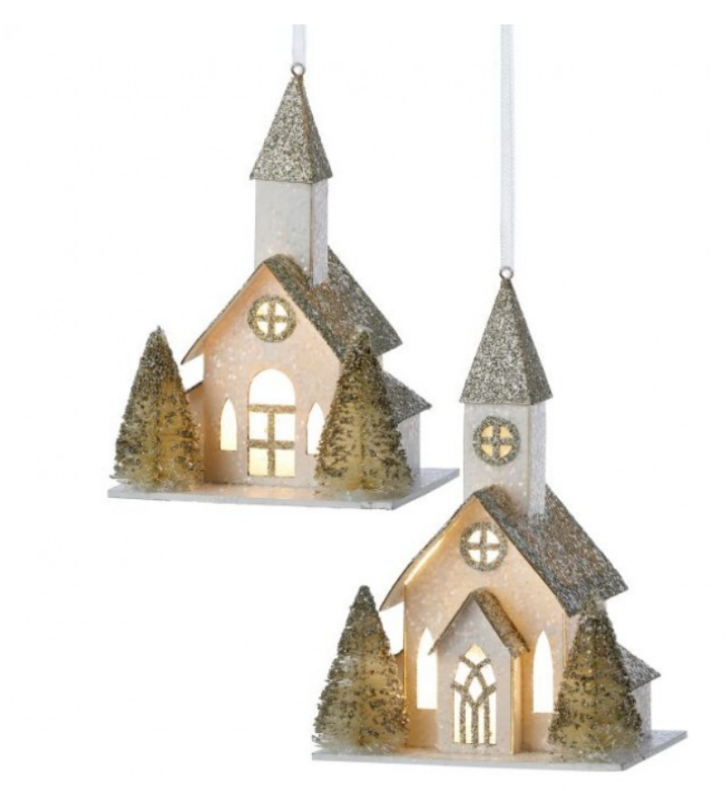 Ornament  - Light Up LED Church - Findlay Rowe Designs