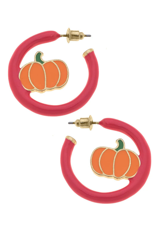 Earrings - Hoop - Halloween Enamel Pumpkin Patch - Findlay Rowe Designs