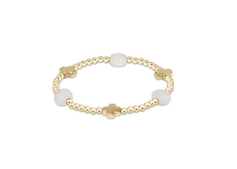 Enewton - Signature Cross Admire Gold Pattern 3mm Bead Bracelet - Moonstone
