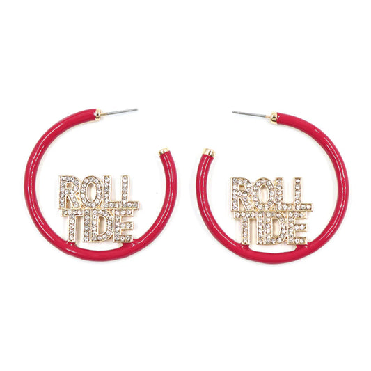 Brianna Cannon - Pavé Hoop Earrings - Univ of Alabama - Roll Tide - Findlay Rowe Designs