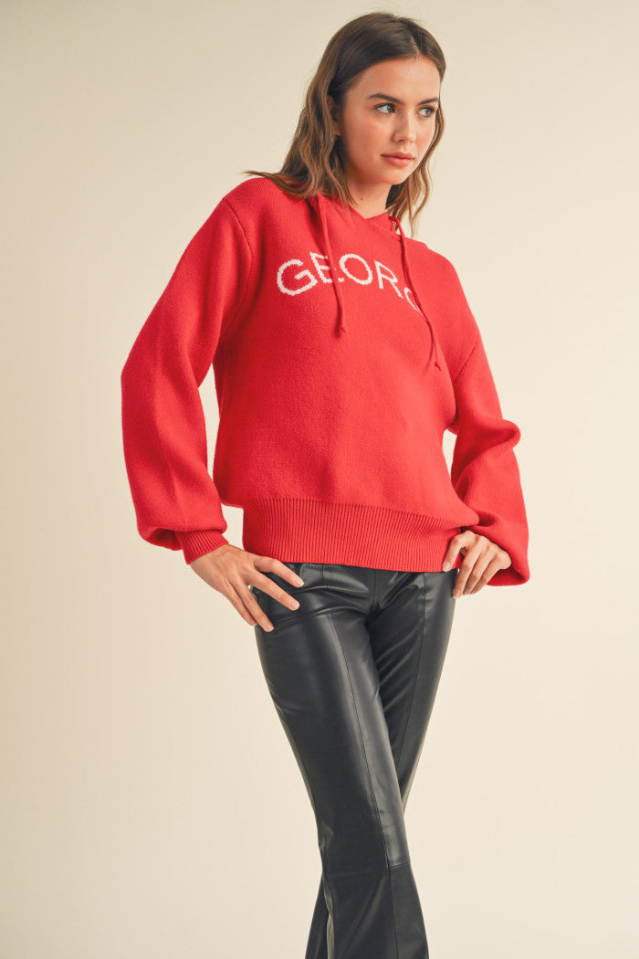 Top - Georgia Sweater Hoodie - Red - Findlay Rowe Designs