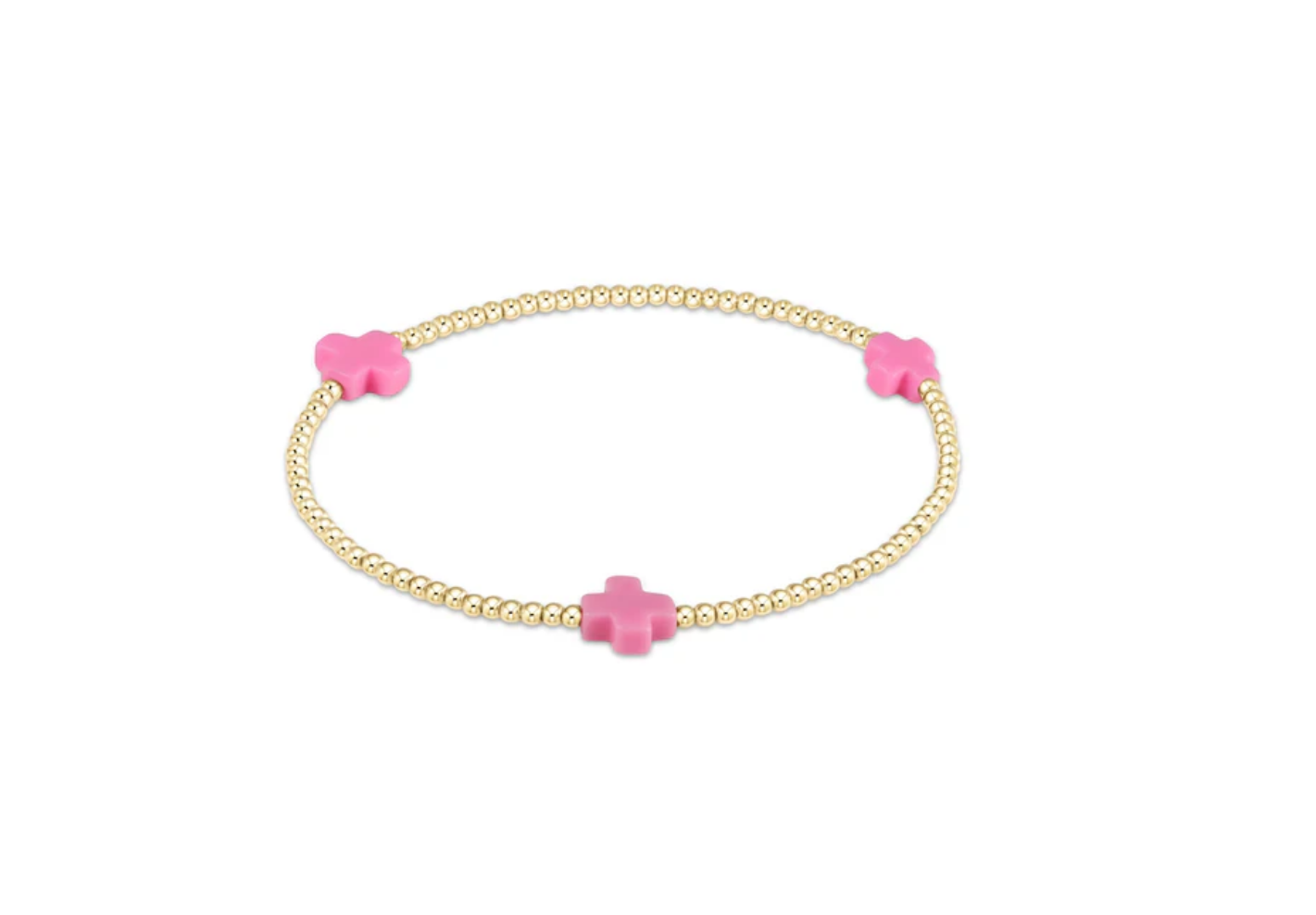 Enewton - Signature Cross Gold Pattern 2mm Bead Bracelet - Bright Pink