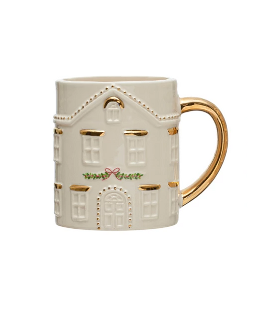 Mug - Stoneware House with Gold handle