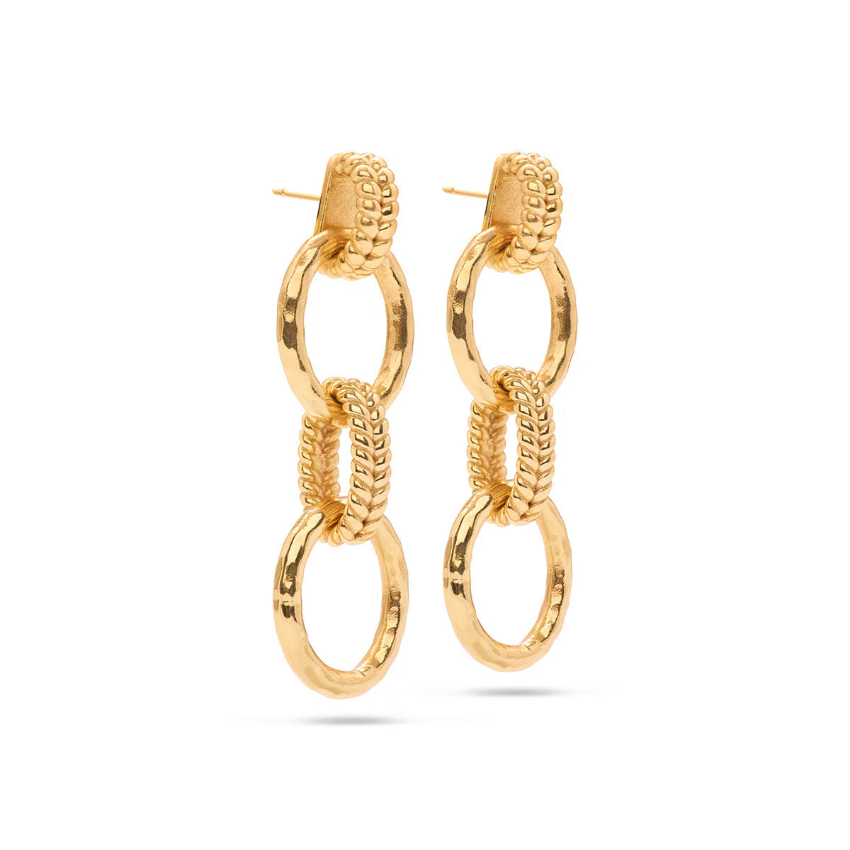 Earrings  - Cleopatra Regal Double Link - Gold