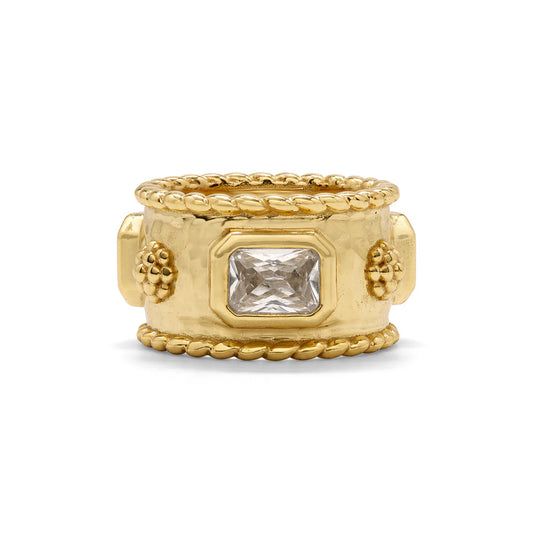 Ring - Berry Hammered Band - Gold-Cubic Zirconia