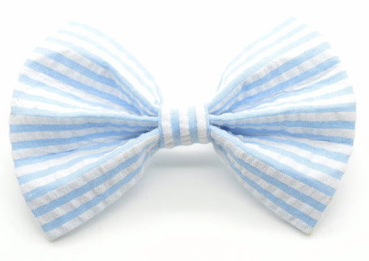 Dog Collar Accessory Bow - Seersucker - Blue