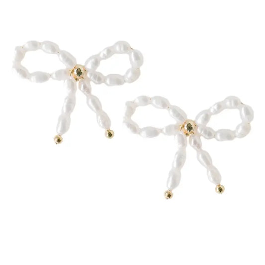 St. Armands - Earrings - Petite Pearl Bow Stud