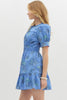 Dress - Puff Sleeve - Tiered Blue