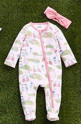 Mud Pie - Pink Golf Onesie with Headband,