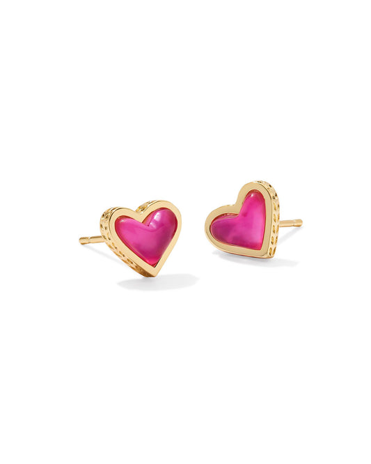 Kendra Scott - Earring - Framed Ari Heart Gold Stud - Azalea Illusion