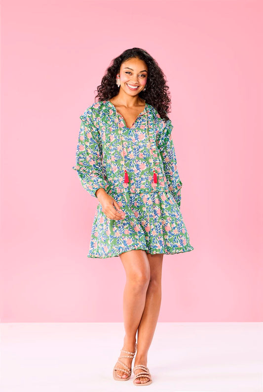 Mud Pie - Dress - Floral Shawna Tunic - Green