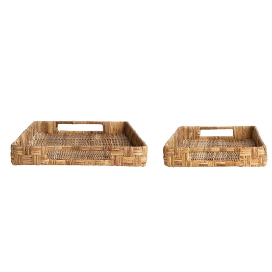 Hand-Woven Rattan Trays with Handles - Findlay Rowe Designs