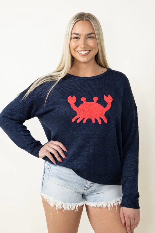 Clearance - Sweater - Simply Southern Crab Crew - Navy - Findlay Rowe Designs