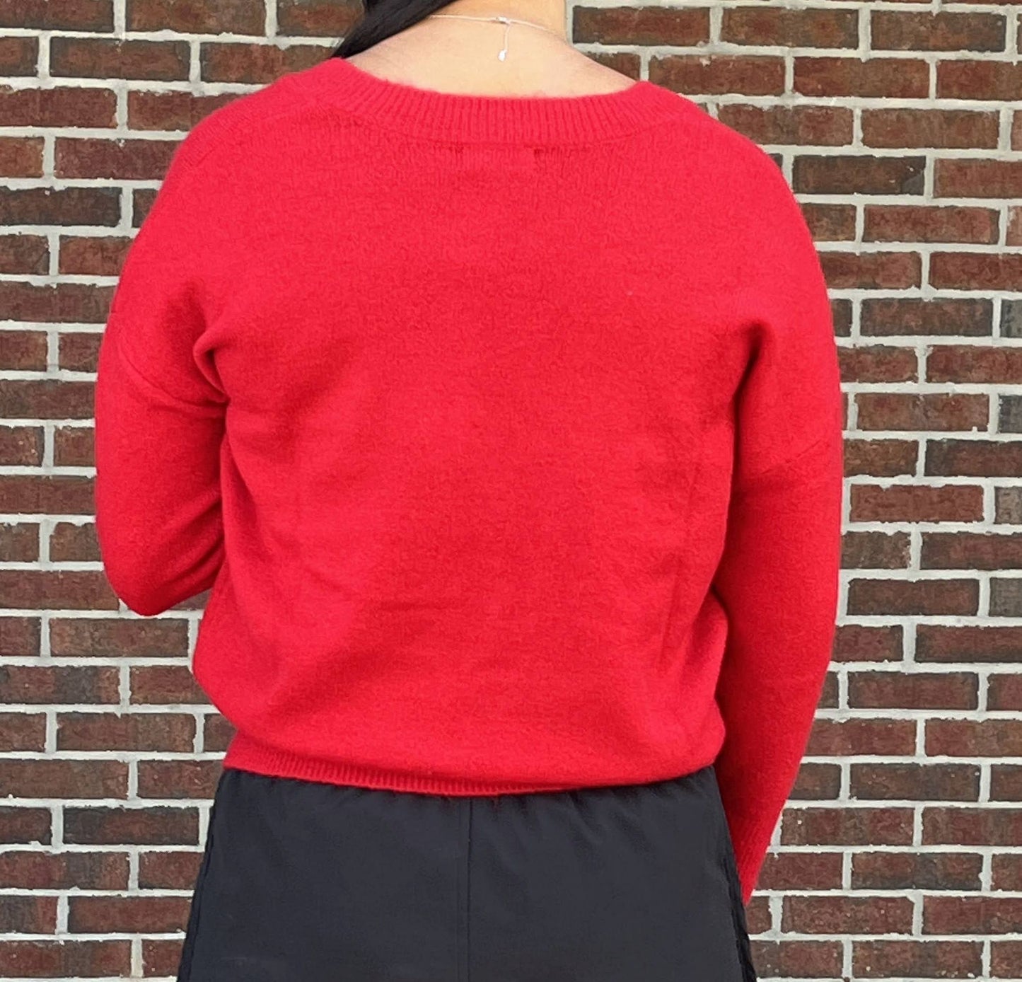 Sweater - V Neck Drop Shoulder - Red - Findlay Rowe Designs