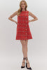 Dress - Tweed Plaid Sleeveless - Red - Findlay Rowe Designs