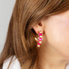 Jenna Chunky Enamel Studded Metal Hoop Earrings in Fuchsia - Findlay Rowe Designs