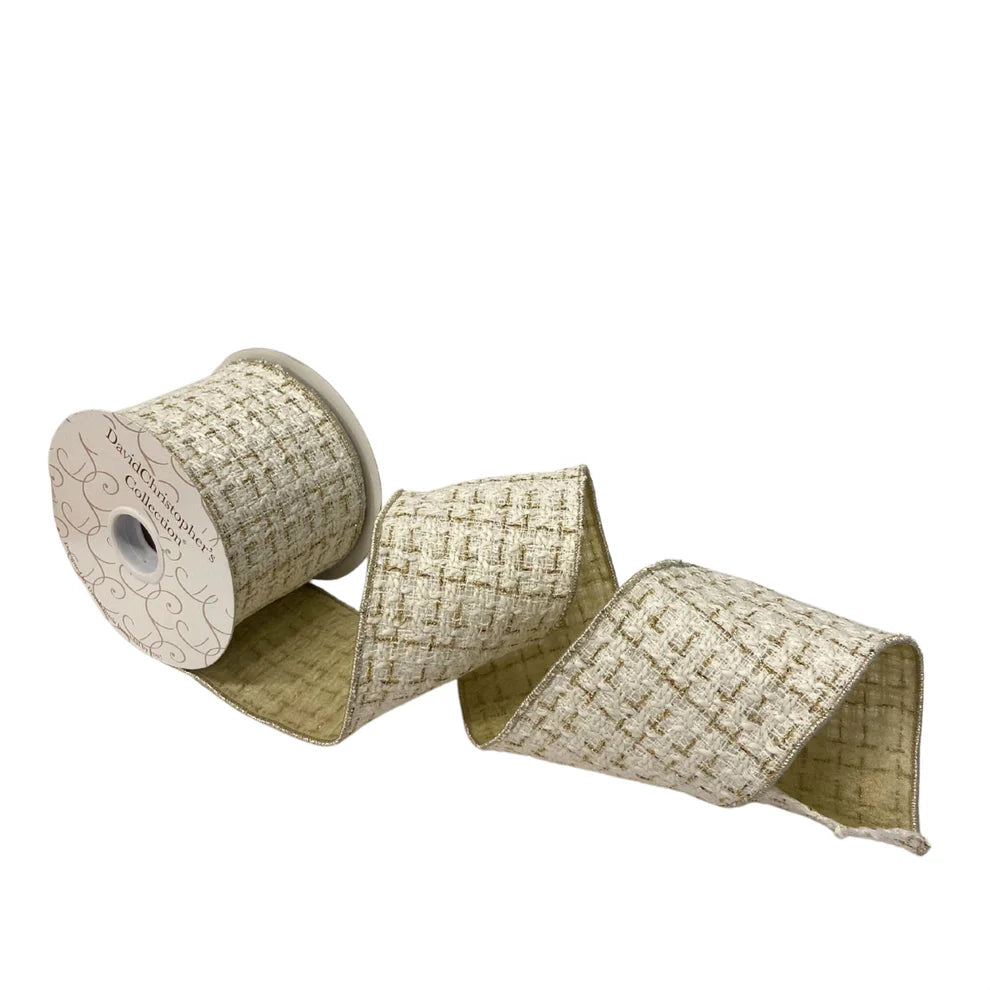 Ribbon - Ivory Gold Jacquard - Findlay Rowe Designs