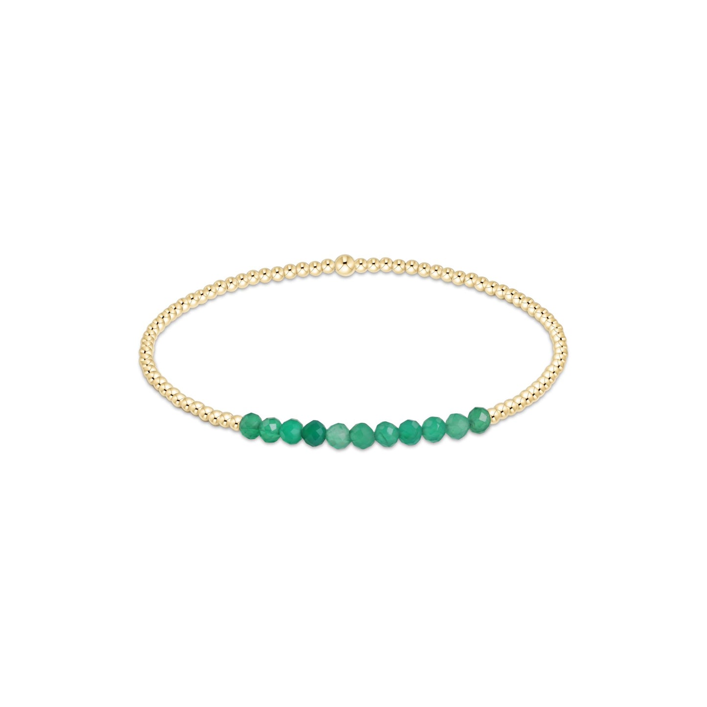 Enewton - Gold Bliss 2mm Bead Bracelet - Faceted Green Onyx