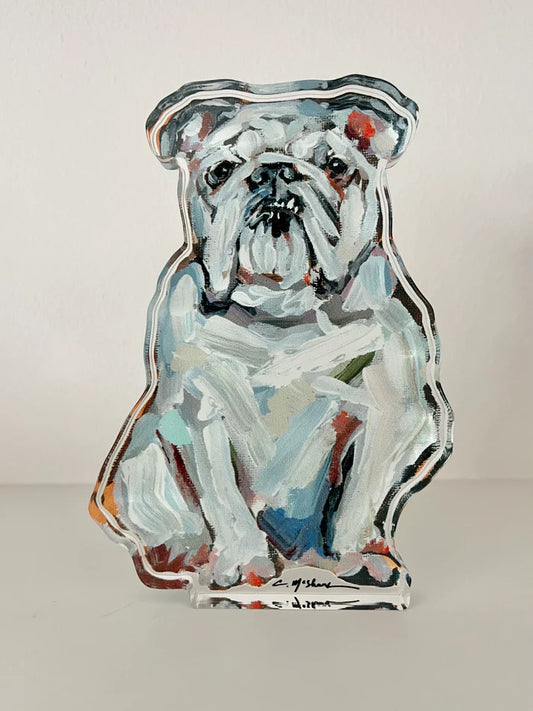 Chelsea McShane - Acrylic Block - English Bulldog - White