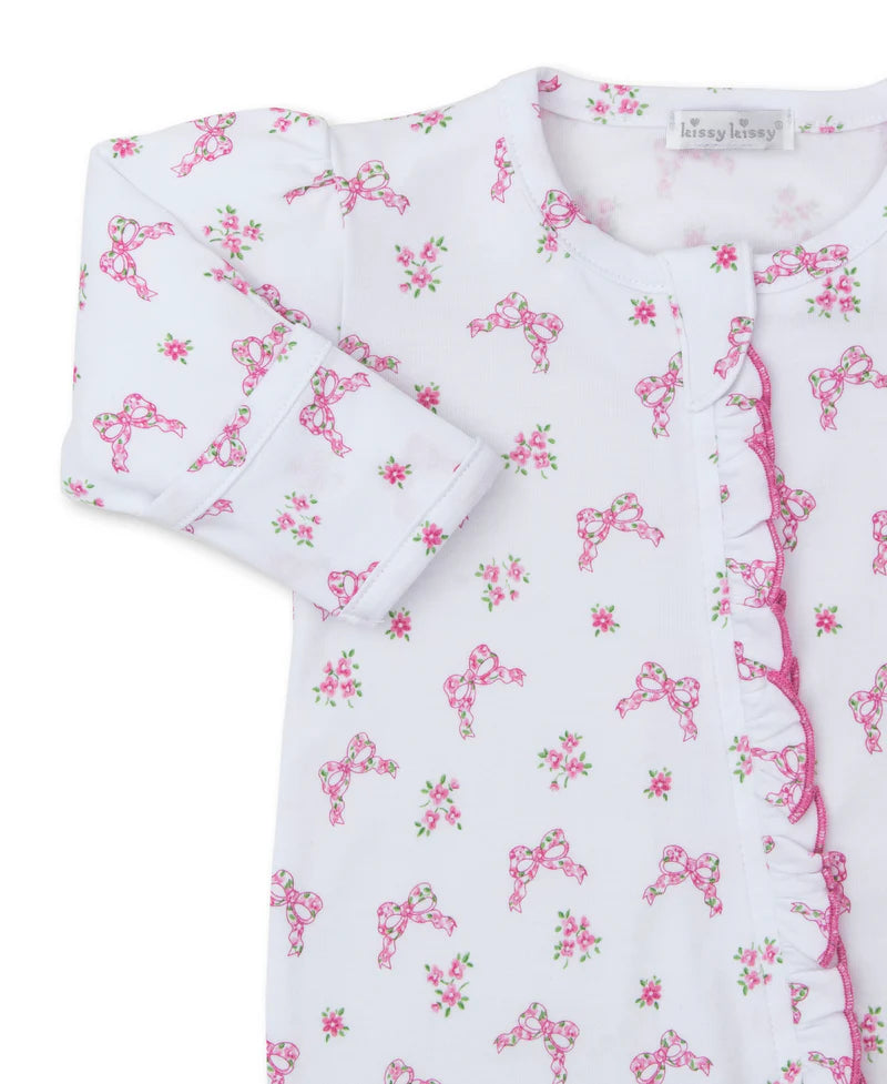 Kissy Kissy - Blooming Bows Pink Zip Footie - Findlay Rowe Designs