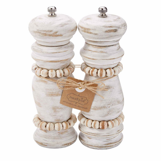 Mud Pie - White Wood Salt & Pepper Grinders - Findlay Rowe Designs