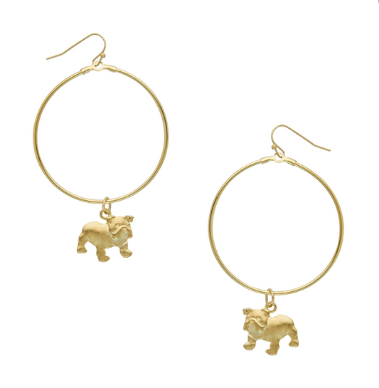 Susan Shaw - Bulldog Gold Hoop Earrings - Findlay Rowe Designs