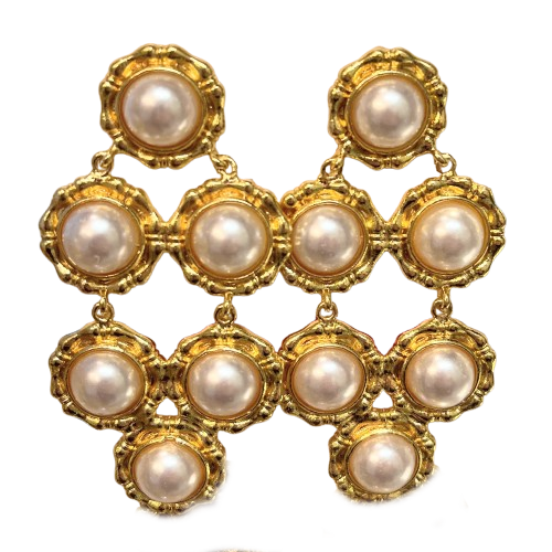 Lisi Lerch - Earrings - Clara Gold Pearl Drop Statement