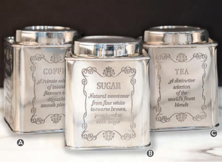 Clearance - Canister - Polished Silver Tone - Tea