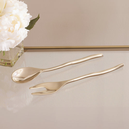 Beatriz Ball - Large Salad Servers - Sierra Modern Maia - Shiny Gold