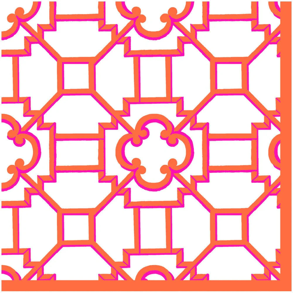 Caspari - Napkins - Cloth Dinner - Garden Trellis Fuchsia & Orange