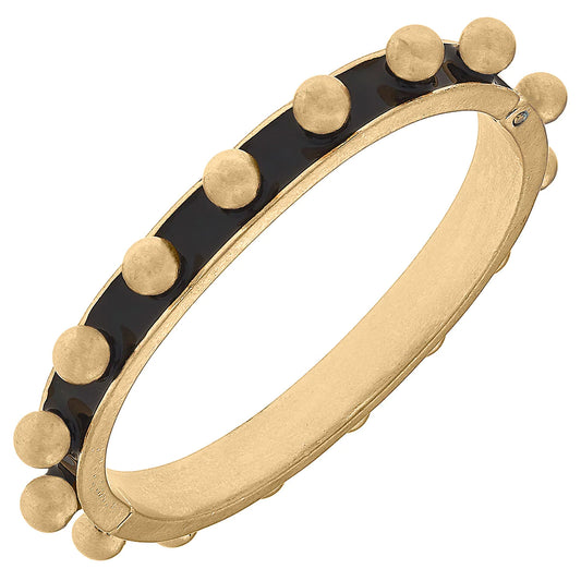 Jenna Chunky Enamel Studded Metal Hinge Bangle in Black - Findlay Rowe Designs