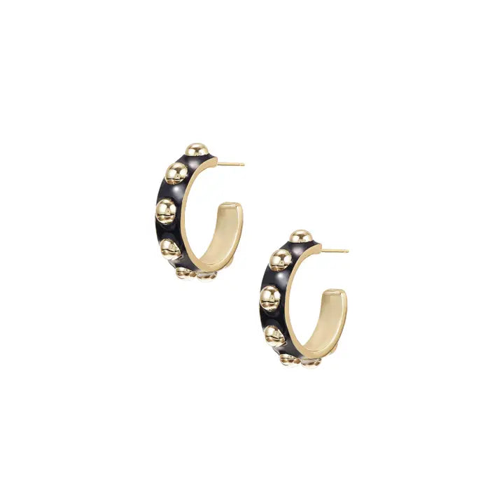 Natalie Wood - Earring - Enchanted Mini Beaded Hoop - Black Gold - Findlay Rowe Designs