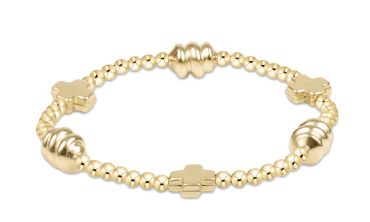 Enewton - Signature Cross Admire Gold Pattern 3mm Bead Bracelet - Gold