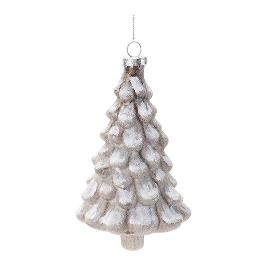 Ornament - Christmas Tree with Snow - Glass