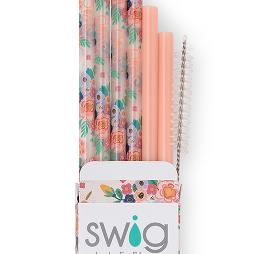 Swig - Reusable Straw Set - Full Bloom + Coral - Findlay Rowe Designs