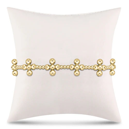 Enewton - Signature Cross Sincerity Pattern 2.5mm Bead Bracelet - Classic Beaded Signature Cross Gold -  4mm Bead Gold - Findlay Rowe Designs