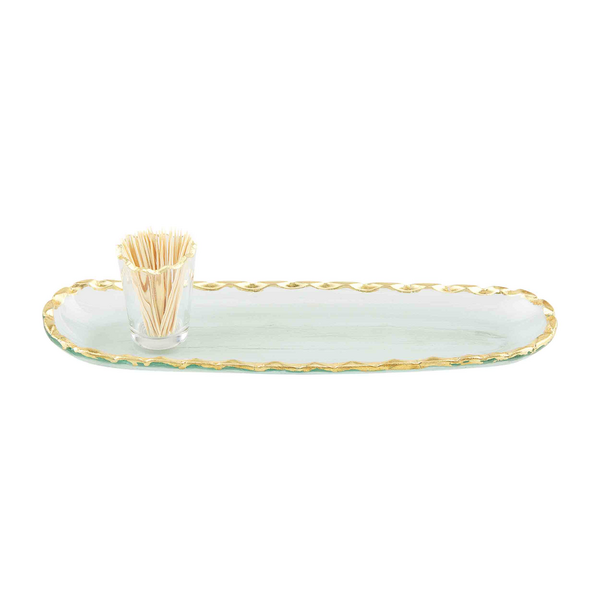 Mud Pie - Gold Glass Toothpick Tray Set - Findlay Rowe Designs