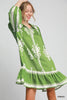 Dress - Border Print Tiered Hem - Green - Findlay Rowe Designs